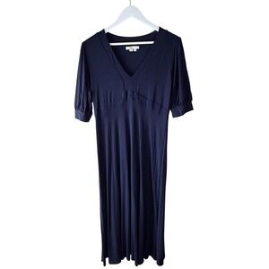 Boden Navy‎ Blue V-Neck Empire Waist Jersey Midi Dress D0024 Womens US 12R